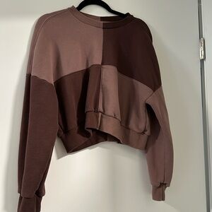 Abercrombie Checker Brown Crewneck Sweater Sweatshirt S